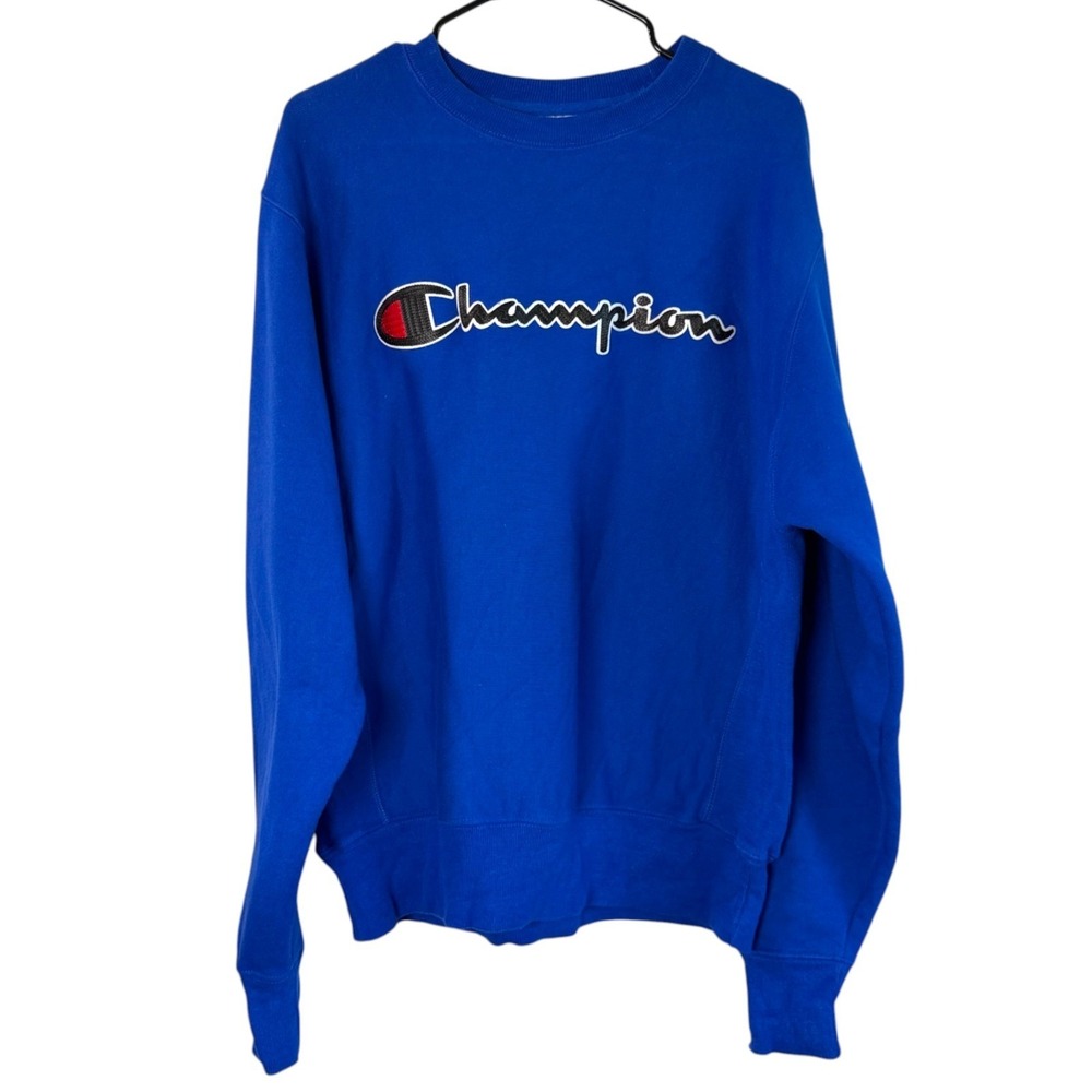 Champion Reverse Weave Sweatshirt Size M Blue Embroidered Logo 90s Streetwear